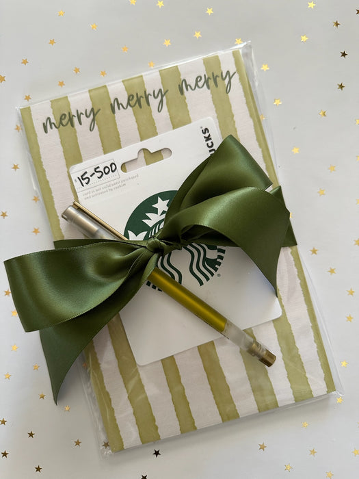 merry green stripes notepad