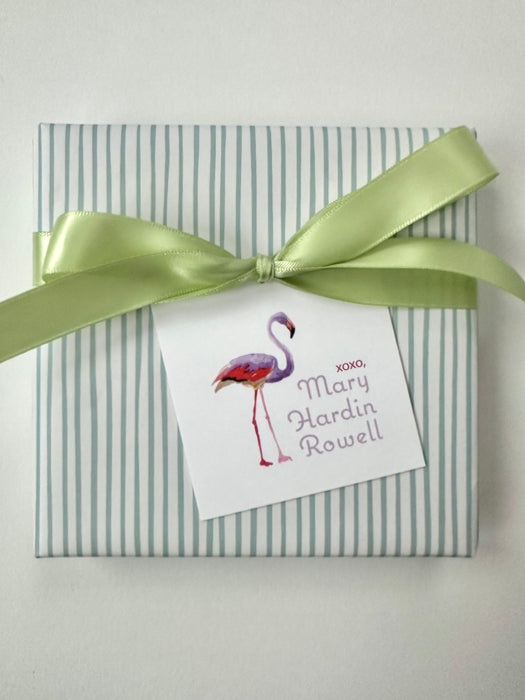 watercolor flamingo square tag