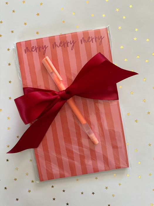 merry pink stripes  notepad
