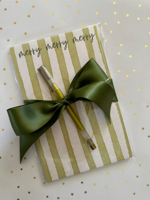 merry green stripes notepad