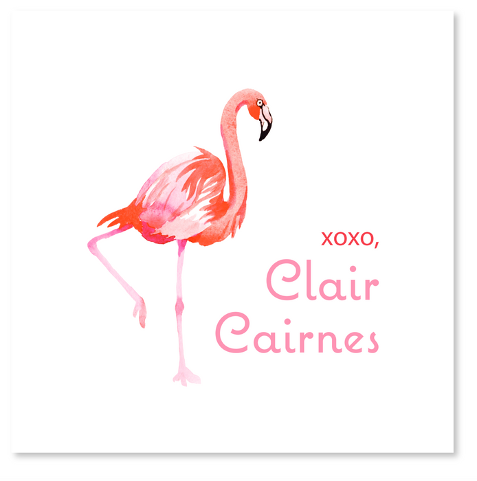watercolor flamingo square tag