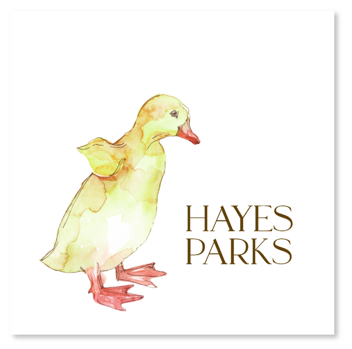 watercolor duck square tag