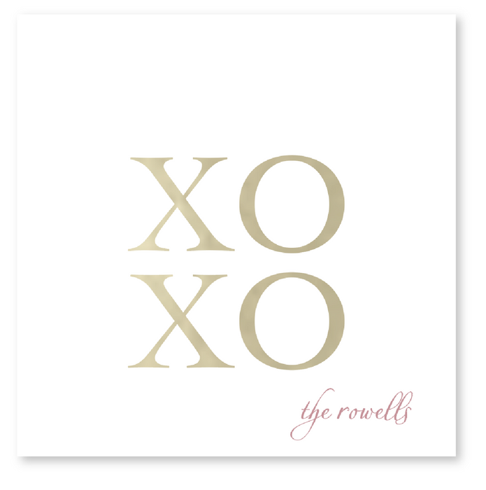 gold foil stamped XOXO enclosure card