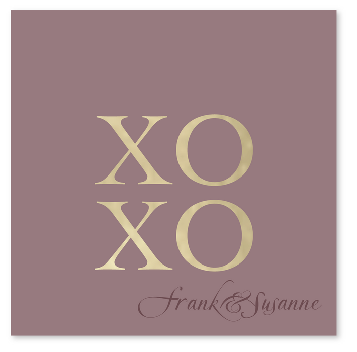 gold foil stamped XOXO enclosure card