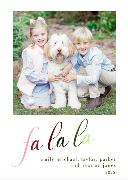 fa la la holiday card (color options)