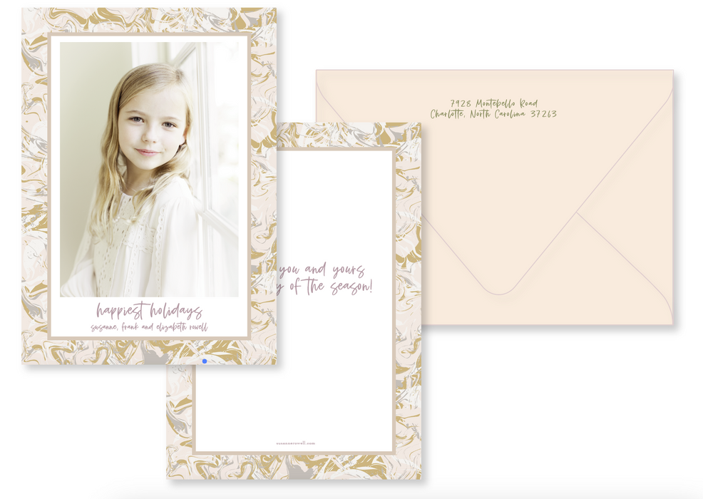 marbled lights holiday card (color options)