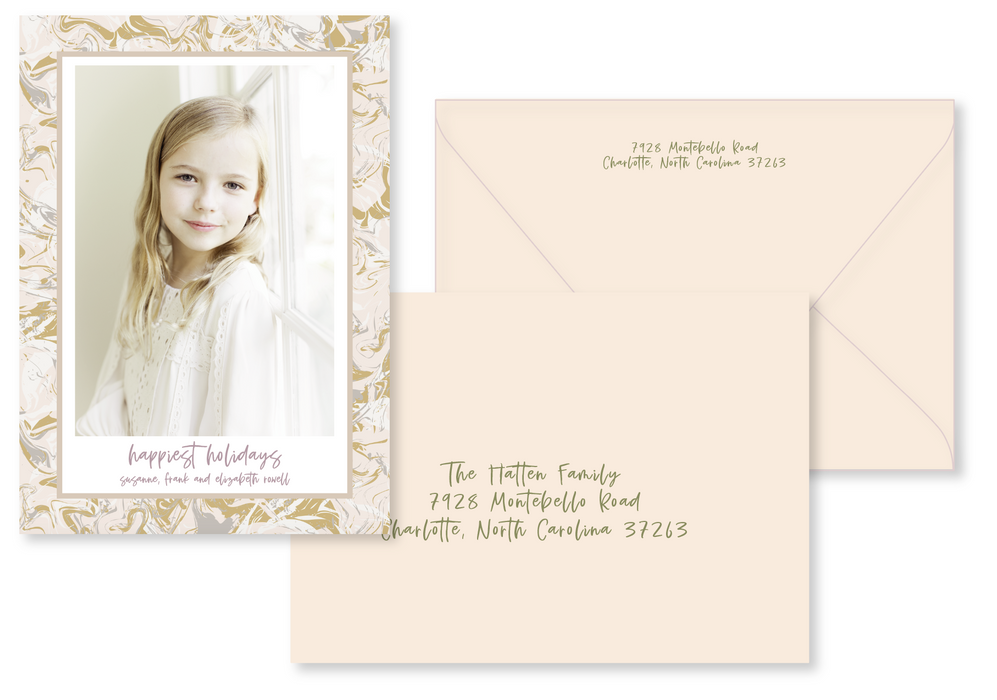 marbled lights holiday card (color options)