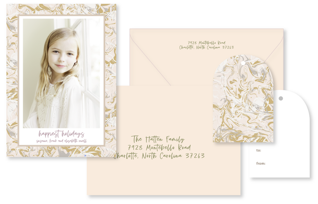 marbled lights holiday card (color options)