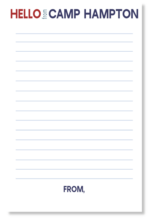 hello from camp stationery notepad